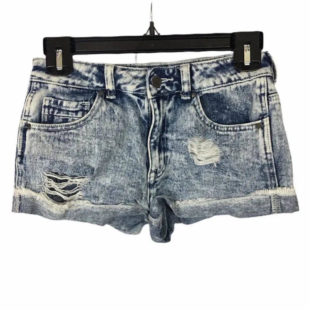 Kendall & Kylie acid washed fortune blue cutoffs